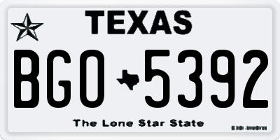 TX license plate BGO5392