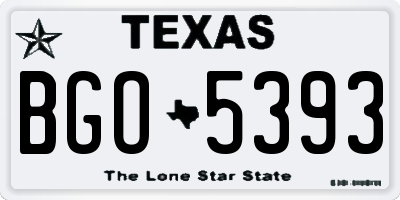 TX license plate BGO5393