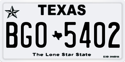 TX license plate BGO5402