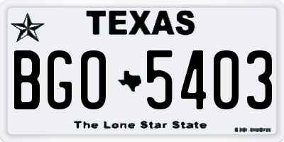 TX license plate BGO5403