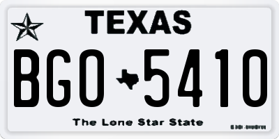 TX license plate BGO5410