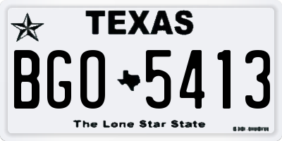 TX license plate BGO5413