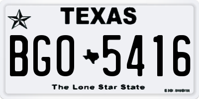 TX license plate BGO5416