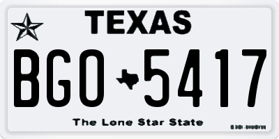 TX license plate BGO5417