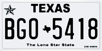 TX license plate BGO5418