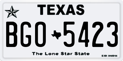TX license plate BGO5423