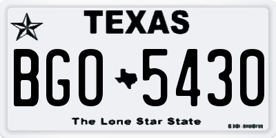 TX license plate BGO5430