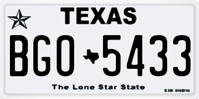 TX license plate BGO5433