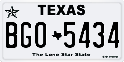 TX license plate BGO5434