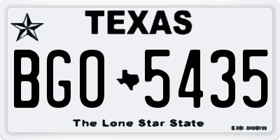 TX license plate BGO5435