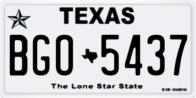 TX license plate BGO5437