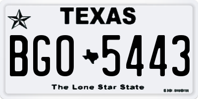 TX license plate BGO5443