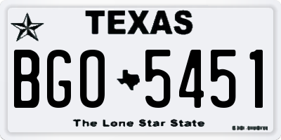 TX license plate BGO5451