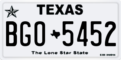 TX license plate BGO5452