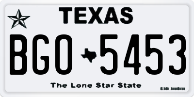 TX license plate BGO5453