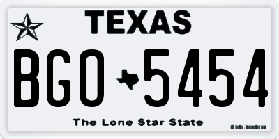 TX license plate BGO5454