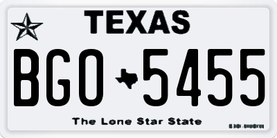TX license plate BGO5455