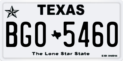 TX license plate BGO5460