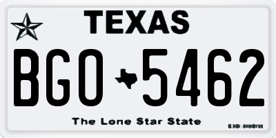TX license plate BGO5462