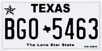 TX license plate BGO5463