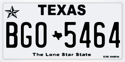 TX license plate BGO5464