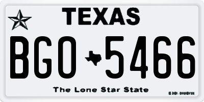TX license plate BGO5466