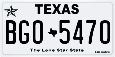 TX license plate BGO5470
