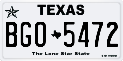 TX license plate BGO5472
