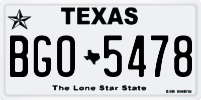 TX license plate BGO5478