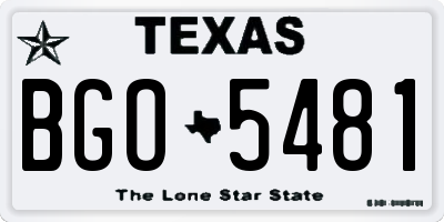 TX license plate BGO5481