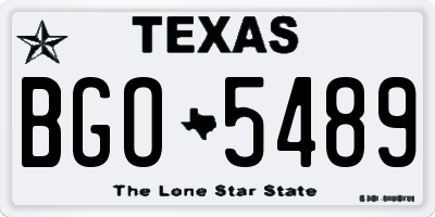TX license plate BGO5489