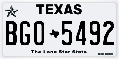 TX license plate BGO5492