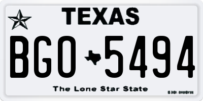 TX license plate BGO5494