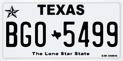 TX license plate BGO5499