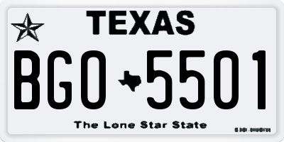 TX license plate BGO5501