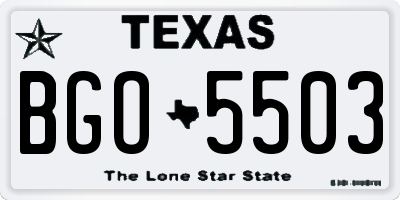 TX license plate BGO5503