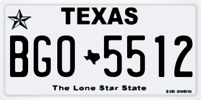 TX license plate BGO5512