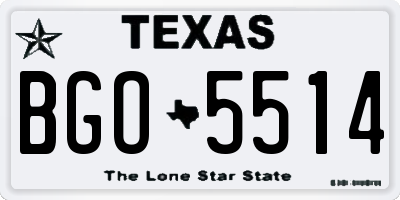 TX license plate BGO5514