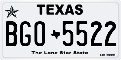 TX license plate BGO5522