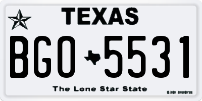 TX license plate BGO5531
