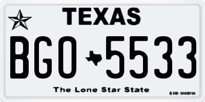 TX license plate BGO5533