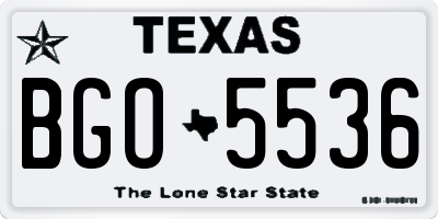 TX license plate BGO5536