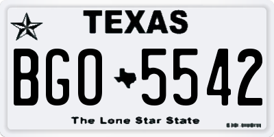 TX license plate BGO5542