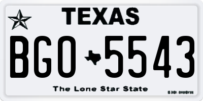 TX license plate BGO5543