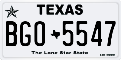 TX license plate BGO5547