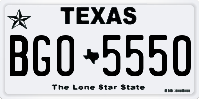 TX license plate BGO5550