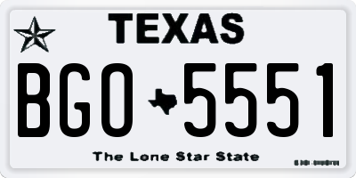 TX license plate BGO5551