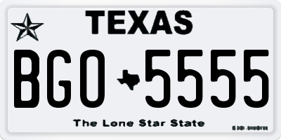 TX license plate BGO5555