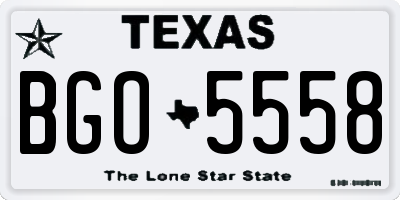 TX license plate BGO5558