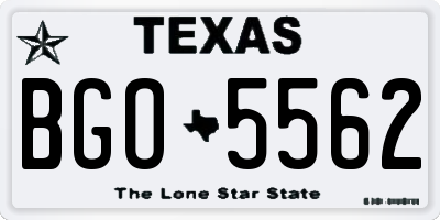 TX license plate BGO5562